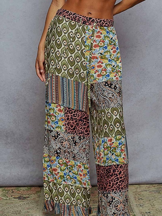 POL Pants - "The Jordyn" Patchwork Wide Leg Relaxed Pants